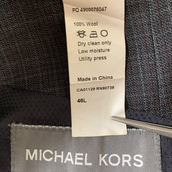 Michael Kors Mens Grey Two-Piece Suit plaid Wool Size 46L EUC - Picture 3 of 11